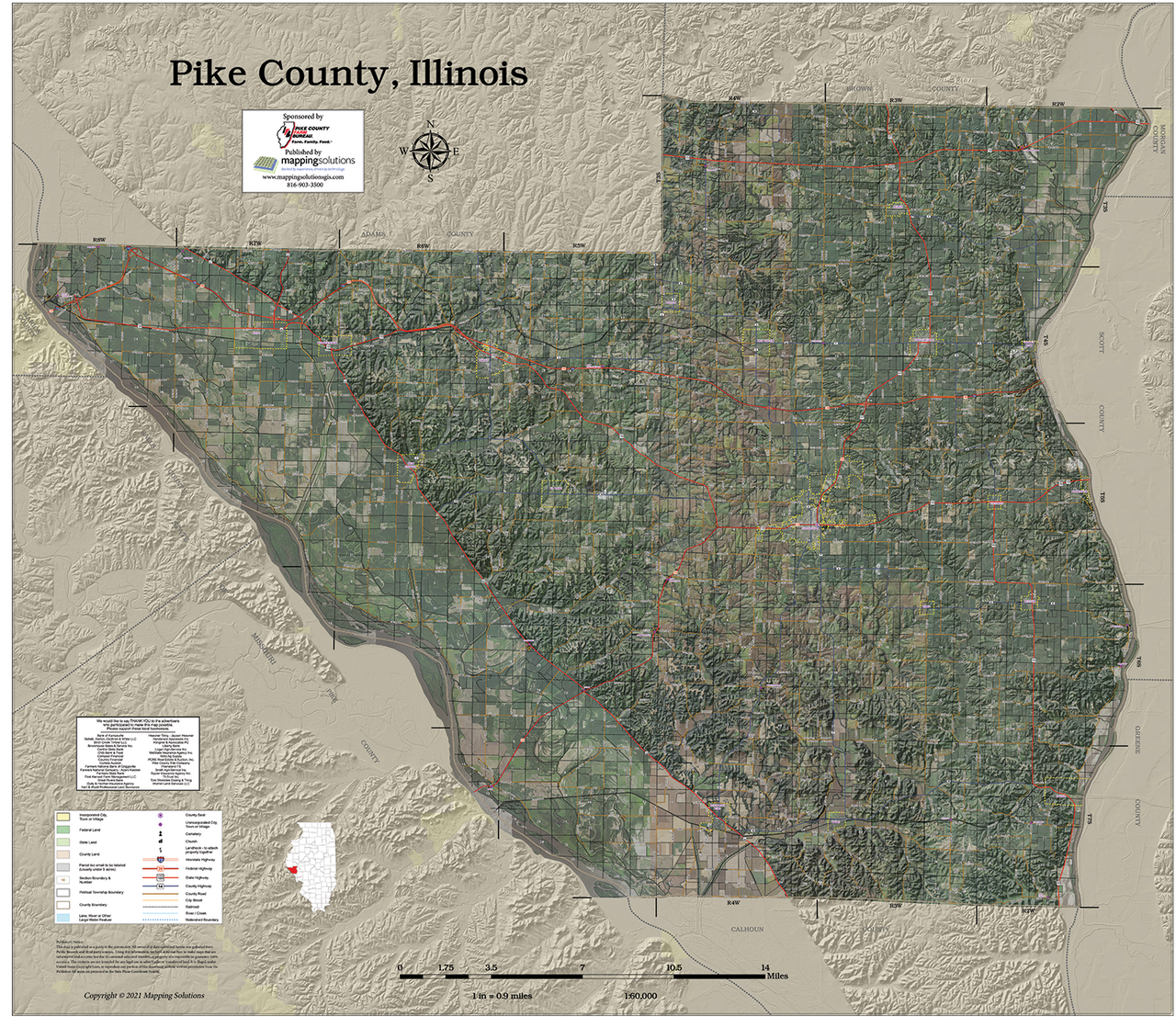 Pike County Illinois 2024 Aerial Wall Map Mapping Solutions