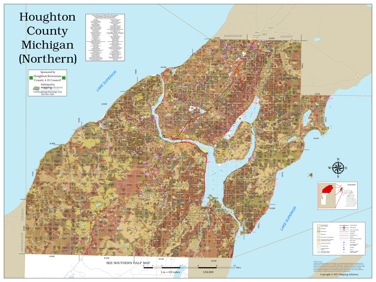 Houghton Keweenaw Counties Michigan 2021 Soils Wall Map Mapping Solutions