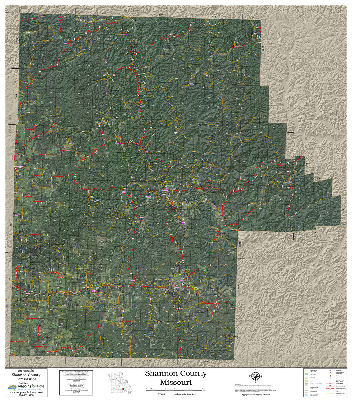 Shannon County Missouri 2021 Aerial Wall Map Mapping Solutions 6564