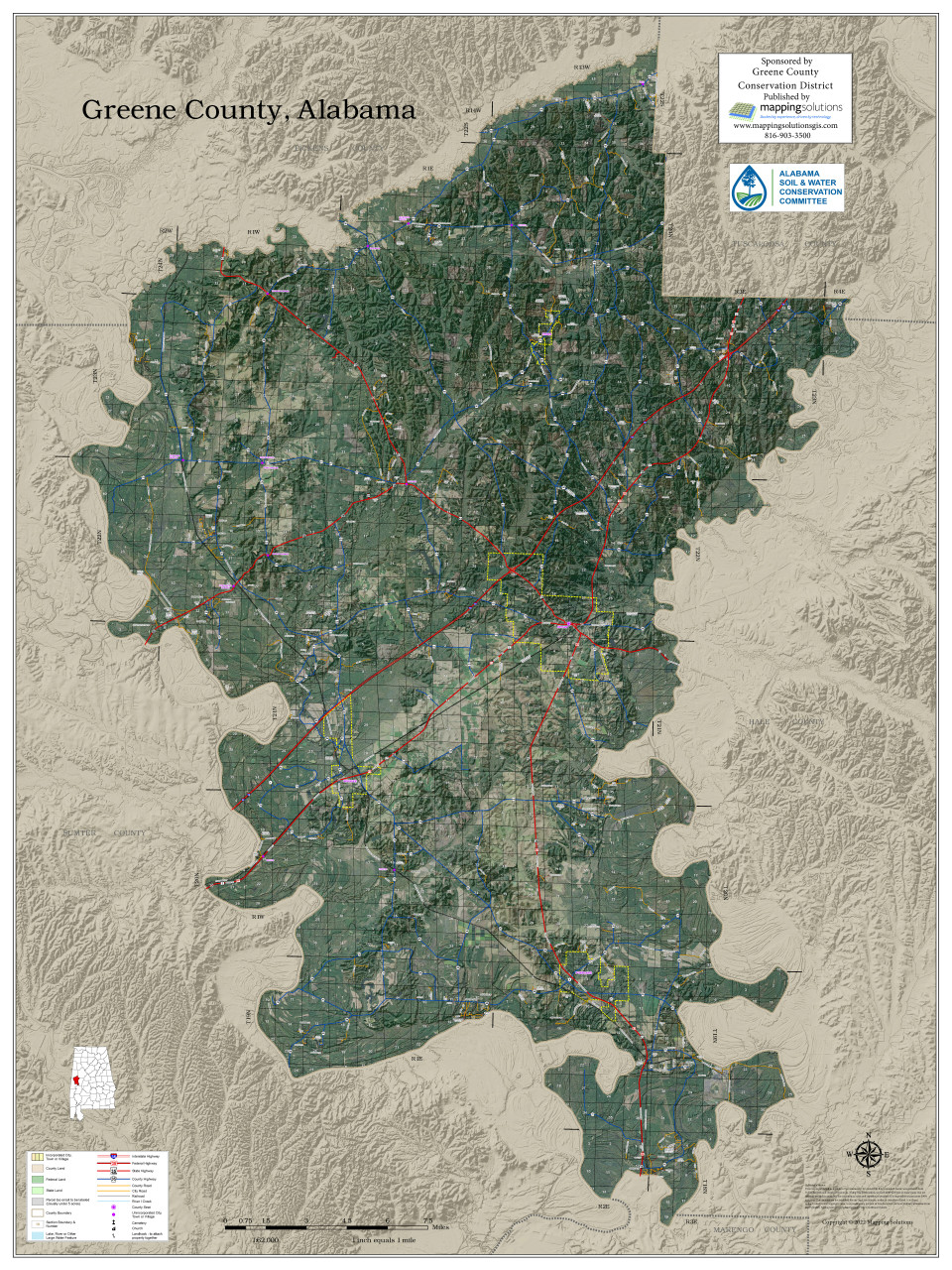 Greene County Alabama 2022 Aerial Wall Map Mapping Solutions