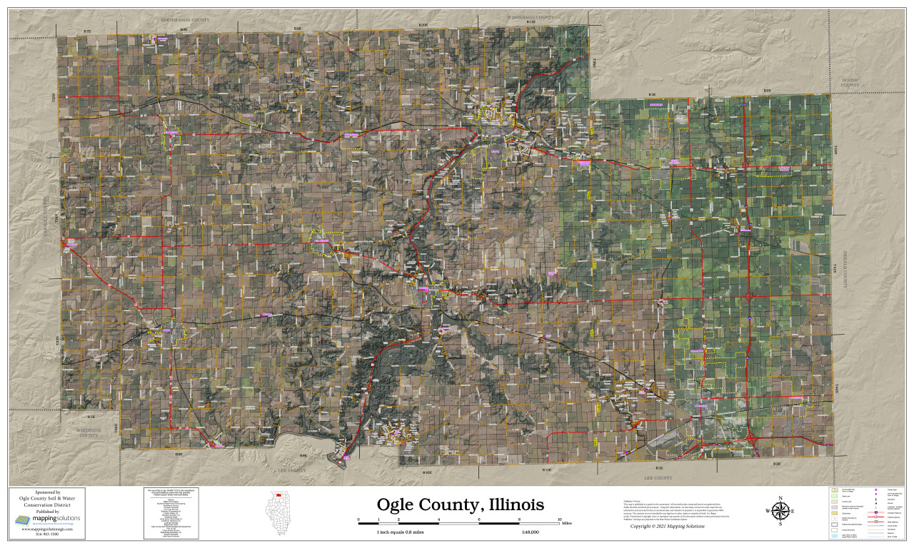Ogle County Illinois 2022 Aerial Wall Map Mapping Solutions 4703