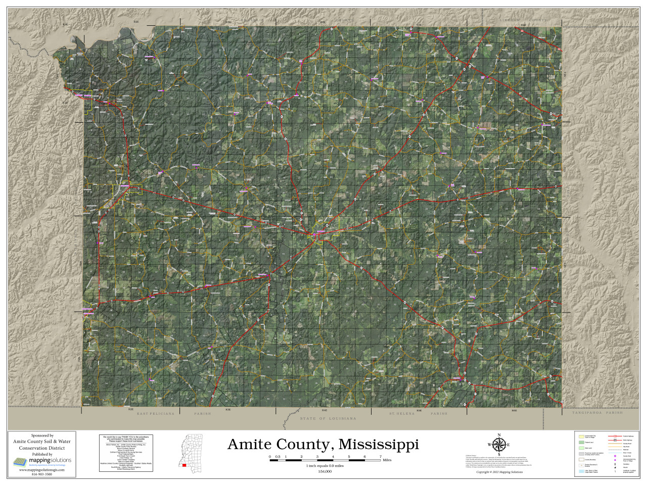 Amite County Mississippi 2022 Aerial Wall Map Mapping Solutions