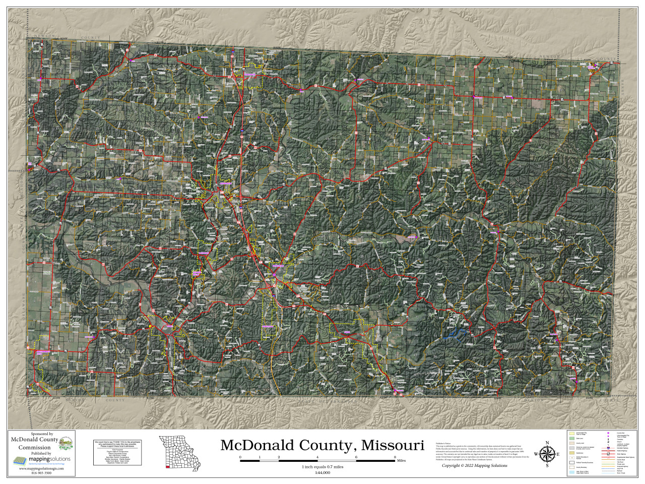 McDonald County Missouri 2022 Aerial Wall Map Mapping Solutions