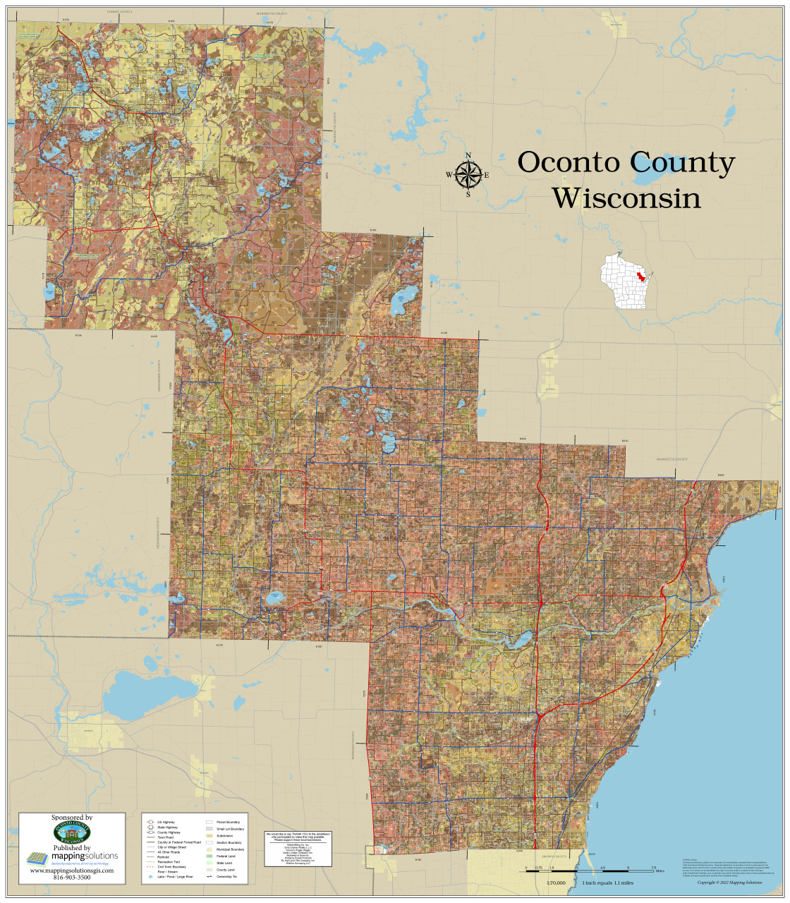 Oconto County Wisconsin 2022 Soils Wall Map Mapping Solutions