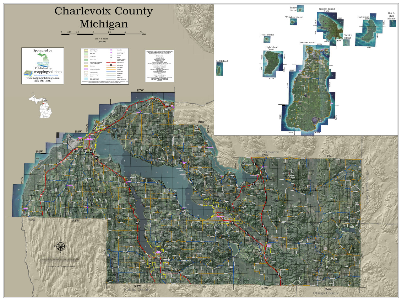 Charlevoix County Michigan 2022 Aerial Wall Map Mapping Solutions   CharlevoixAerialWallMap36x48 WEBONLY  44178.1654533556 