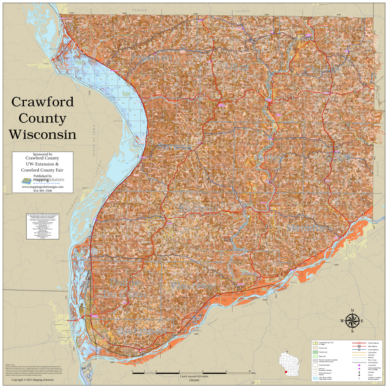 Crawford County Wisconsin 2022 Soils Wall Map | Mapping Solutions