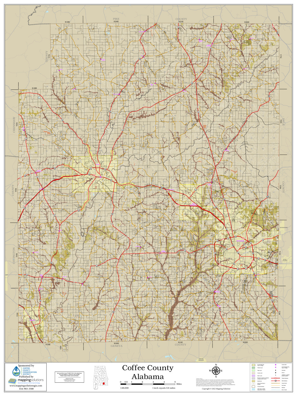 Coffee County Alabama 2022 Soils Wall Map Mapping Solutions