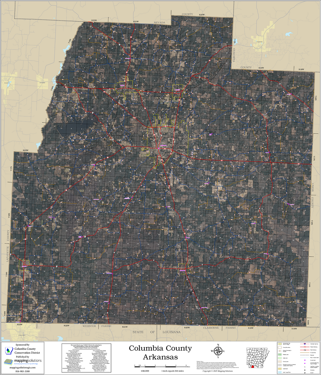 Columbia County Arkansas 2025 Aerial Wall Map Mapping Solutions