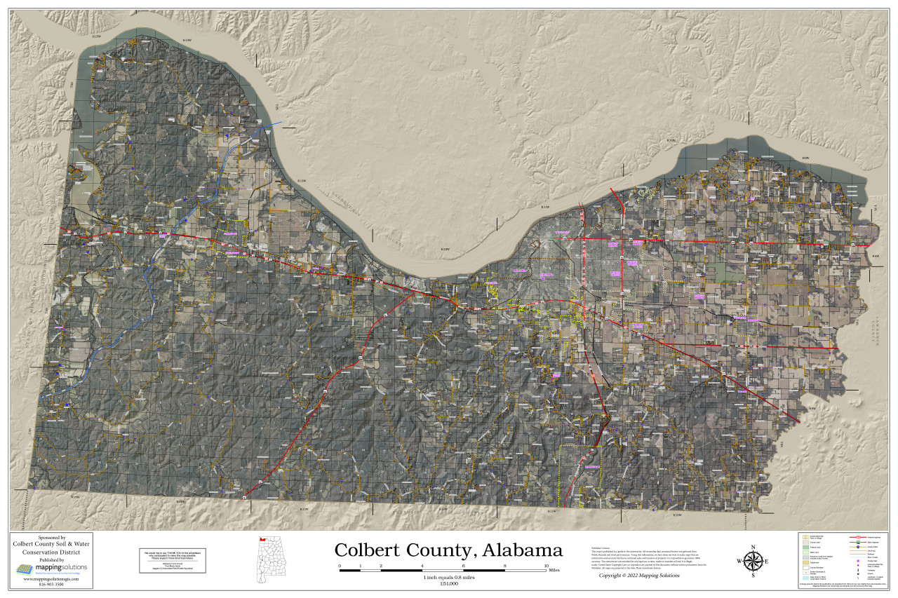 Colbert County Alabama 2022 Aerial Wall Map Mapping Solutions 4833