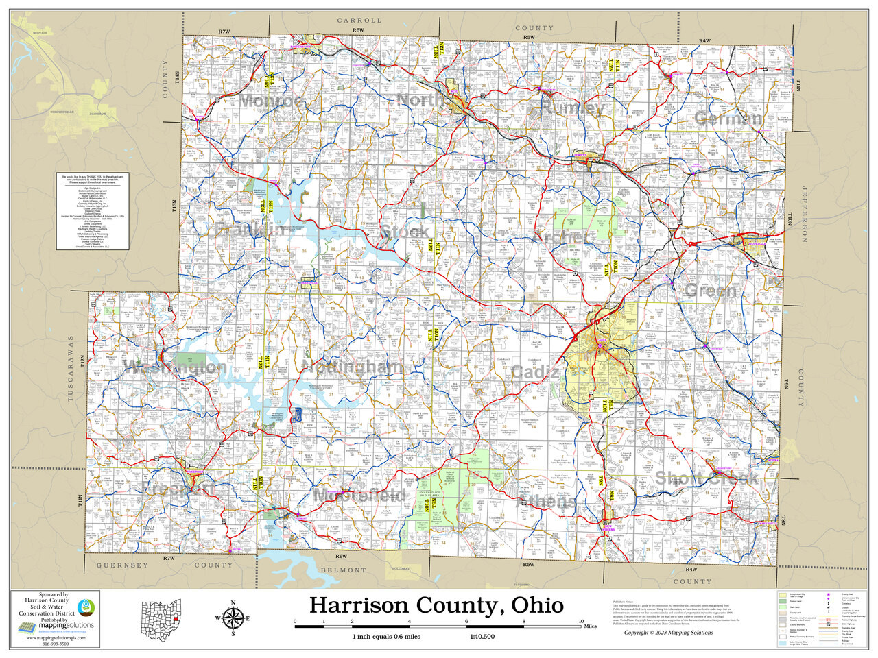 Harrison County Ohio 2023 Wall Map Mapping Solutions   HarrisonOHWallMap48X36  73167.1679588036 