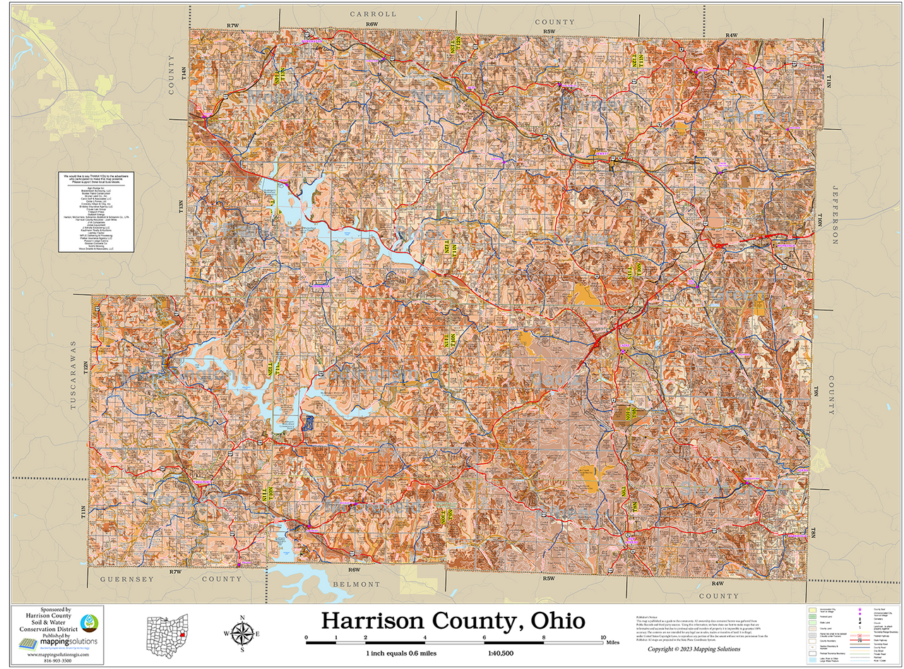 Harrison County Ohio 2026 Soils Wall Map Mapping Solutions 48x36 Soil Webonly 