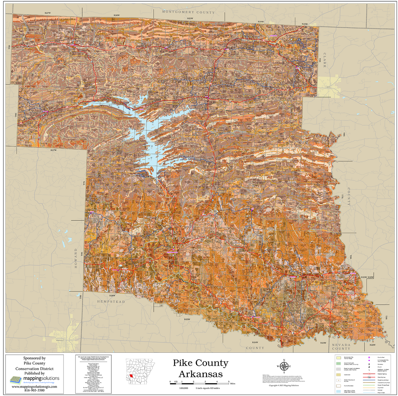 Pike County Arkansas 2025 Soils - PikeAR Wallmap 36x36 Soils WEBSITE 35711.1754061201
