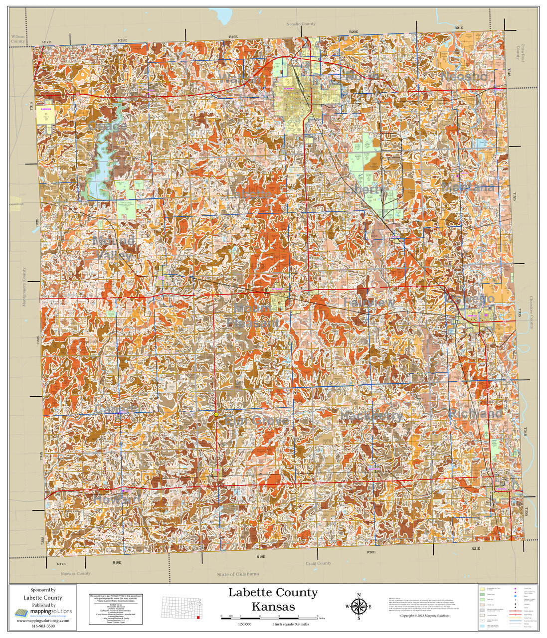 Labette County Kansas 2023 Soils Wall Map Mapping Solutions