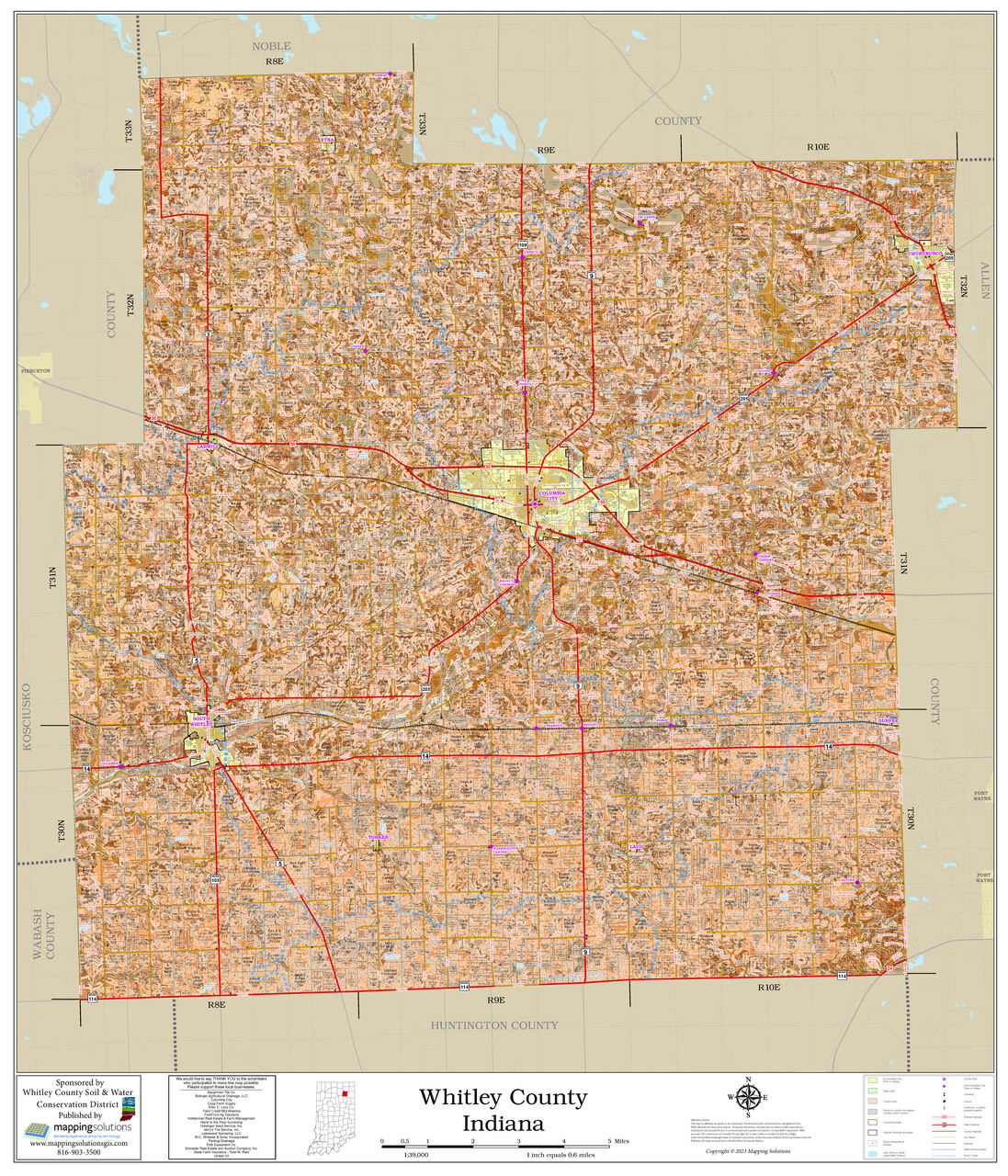 Whitley County Indiana 2023 Soils Wall Map Mapping Solutions