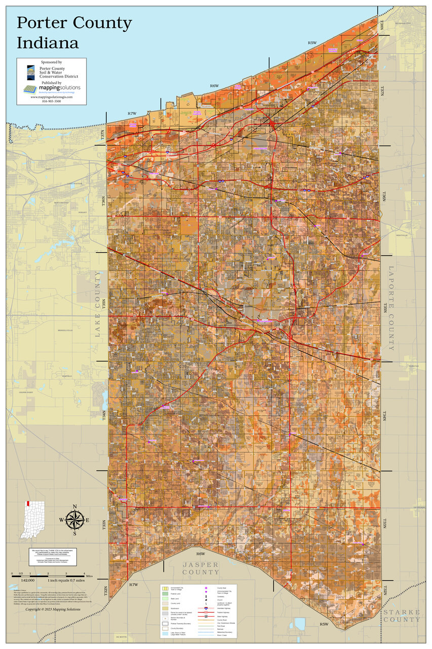 Porter County Indiana 2023 Soils Wall Map Mapping Solutions