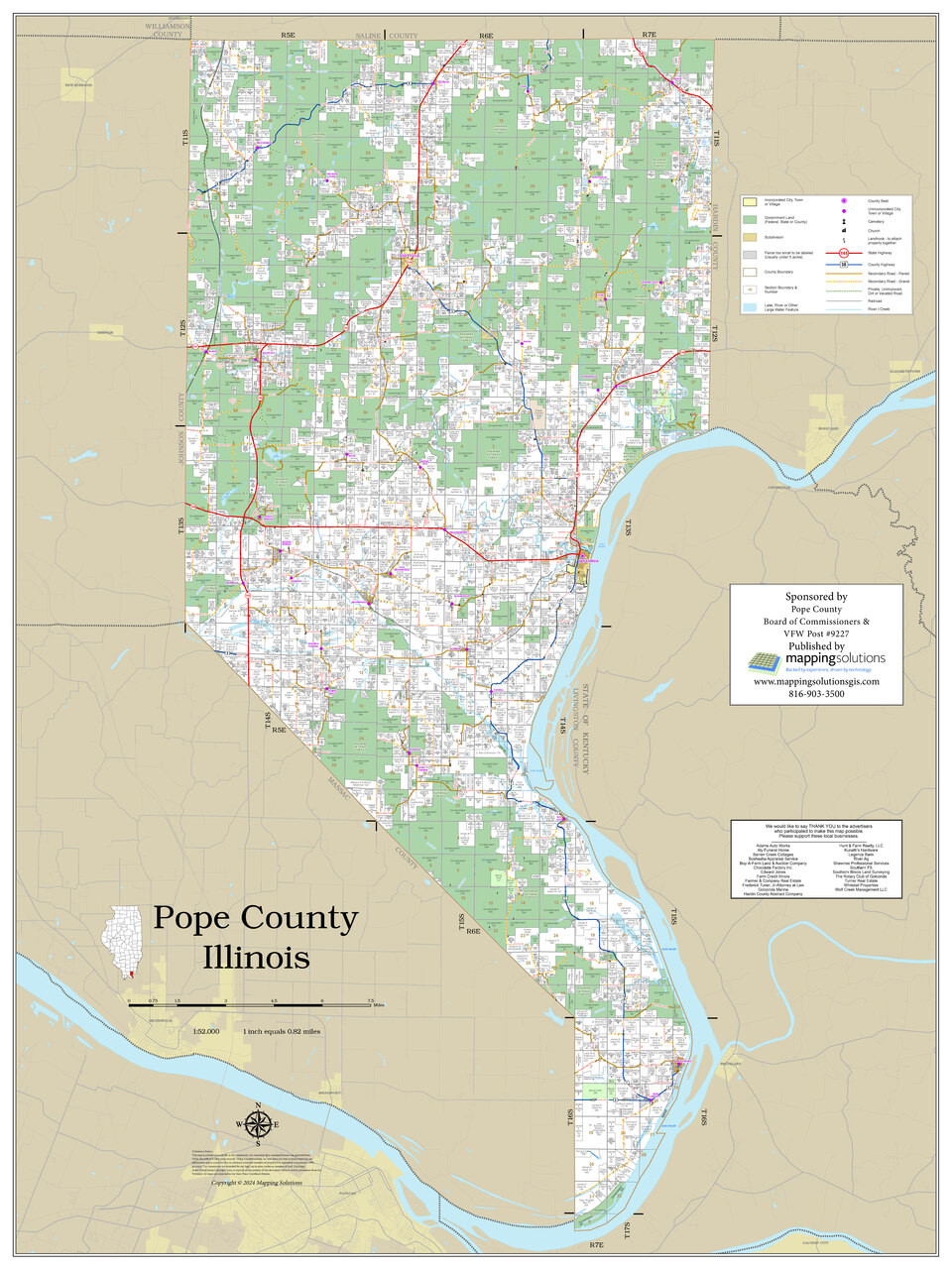 Pope County Illinois 2024 Wall Map Mapping Solutions