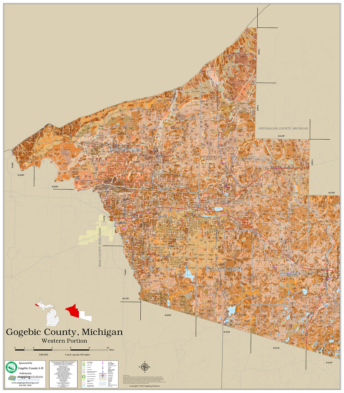 Gogebic County Michigan 2025 Soils - GogebicMI 42x48 WesternHalf SOILS WEBSITEONLY 98951.1753802297