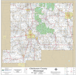Chickasaw County Mississippi 2025 Wall Map