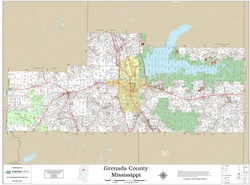 Grenada County Mississippi 2026 Wall Map