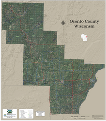 Oconto County Wisconsin 2026 Aerial Wall Map