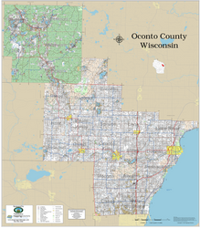 Oconto County Wisconsin 2026 Wall Map