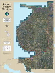 Emmet County Michigan 2026 Aerial Wall Map