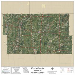 Worth County Missouri 2026 Aerial Wall Map