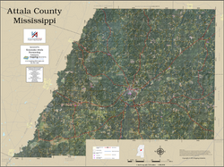 Attala County Mississippi 2026 Aerial Wall Map