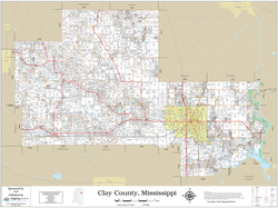 Clay County Mississippi 2025 Wall Map Clay County Mississippi 2025 Wall Map