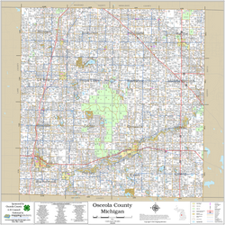 Osceola County Michigan 2026 Wall Map