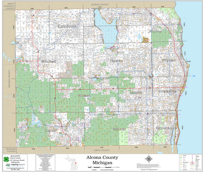 Alcona County Michigan 2026 Wall Map