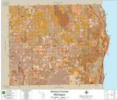 Alcona County Michigan 2026 Soils Wall Map