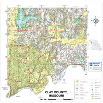 Clay County Missouri 2009 Wall Map   Claymo09w  04603.1356020975 