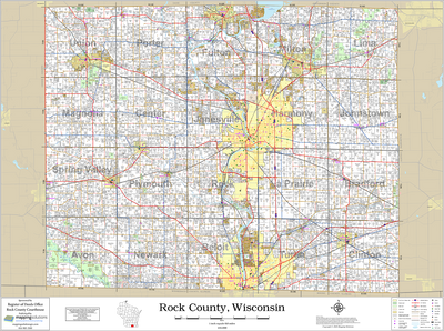Rock County Wisconsin 2026 Wall Map