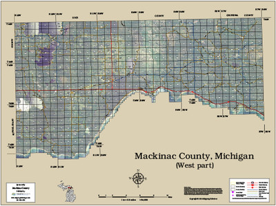 Mackinac County Plat Map Mackinac County Michigan 2014 Aerial Wall Map