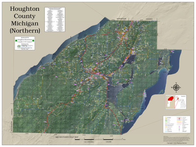 Houghton Keweenaw Counties Michigan 2024 Aerial Wall Map Mapping HoughtonMI WallMap North Aerial 48x36 FORWEBSITE 