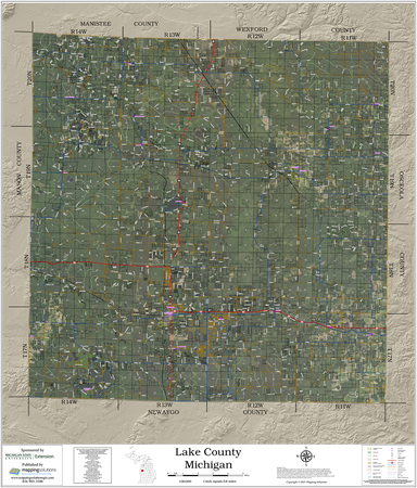 Lake County Michigan 2026 Aerial Wall Map