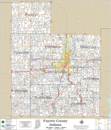 Fayette County Indiana 2026 Wall Map