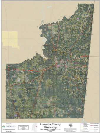 Lowndes County Mississippi 2026 Aerial Wall Map