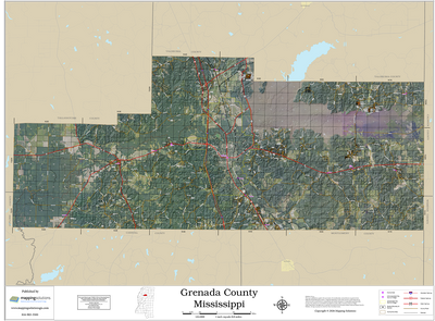 Grenada County Mississippi 2026 Aerial Wall Map