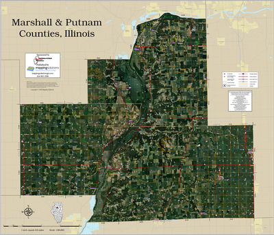 Marshall & Putnam Counties Illinois 2026 Aerial Wall Map