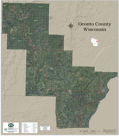 Oconto County Wisconsin 2026 Aerial Wall Map