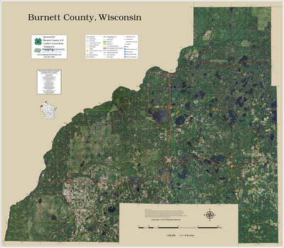 Burnett County Wisconsin 2026 Aerial Wall Map