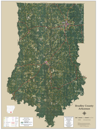 Bradley County Arkansas 2019 Aerial Wall Map
