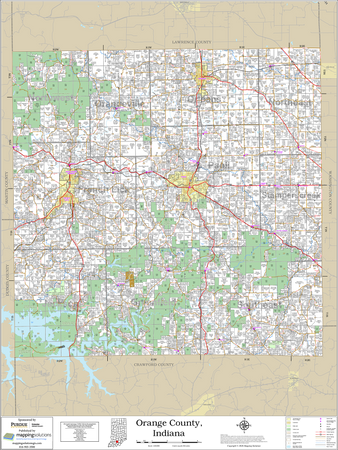 Orange County Indiana 2026 Wall Map