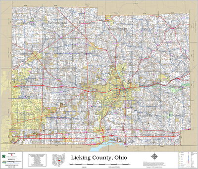 Licking County Ohio 2026 Wall Map