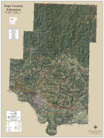 Pope County Arkansas 2023 Aerial Wall Map