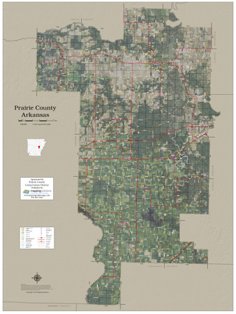 Prairie County Arkansas 2019 Aerial Wall Map