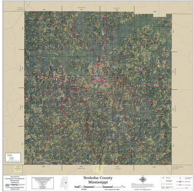 Neshoba County Mississippi 2026 Aerial Wall Map