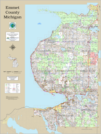Emmet County Michigan 2026 Wall Map